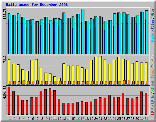 Daily usage for December 2023